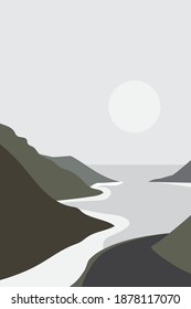 A landscape of a sea and a mountain from mountain road 