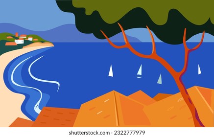 landscape with sea and pine-tree