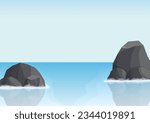 landscape of sea with rock