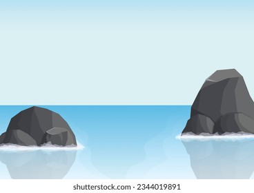 landscape of sea with rock