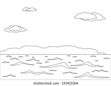 Landscape Sea Sky Monochrome Contours Vector Stock Vector (Royalty Free ...