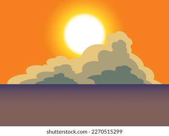 Landschaft von Meer, Sonnenuntergang und Wolken