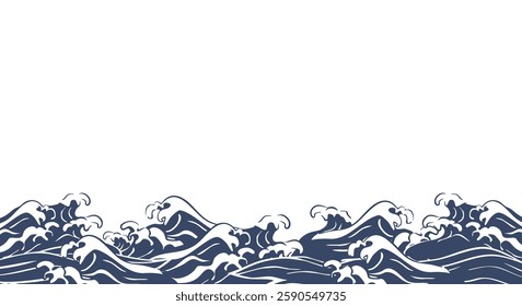 Landscape with Sea Wave Background Illustration
