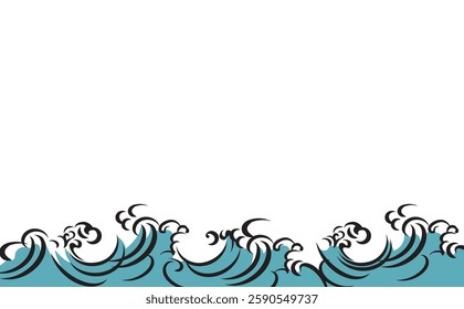 Landscape with Sea Wave Background Illustration