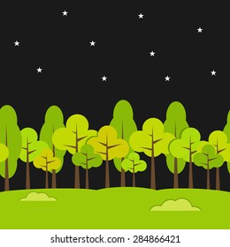 Landscape Seamless Background. Night background.