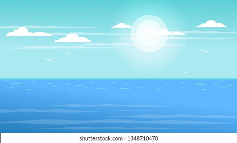 Landscape - seascape. Sea surface in the open sea. Calm. Bright sun.