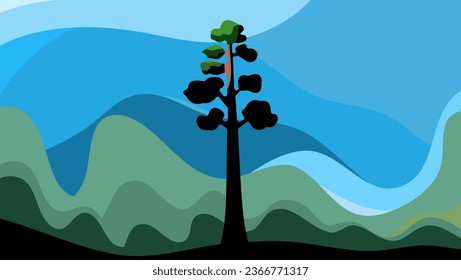 landscape with sequoia, pattern for a poster or background