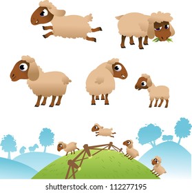 Landscape and set of sheep and Lambs