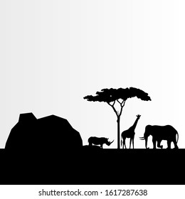Landscape silhouette backgorund - vector illustration