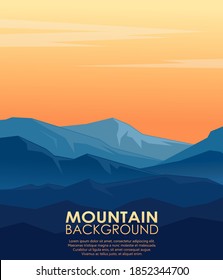 Landscape with silhouettes of blue mountains. Vector