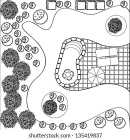 Landscape Sketch  Black   White  EPS 8 vector  grouped for easy editing  No open shapes paths 