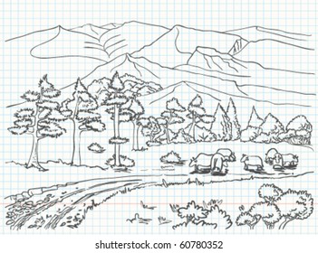 Line Drawing Landscape Images Stock Photos Vectors Shutterstock