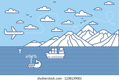 landscape sky clouds city sea