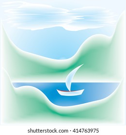 landscape sky clouds mountains sea abstraction stylized illustration art creative modern light vector background