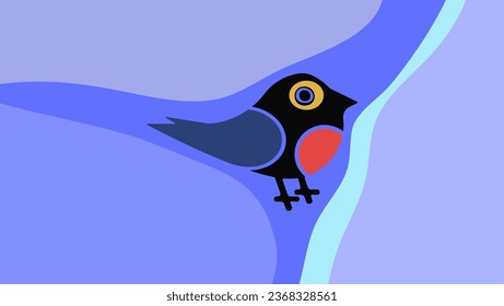 landscape with small Bird, high quality vector