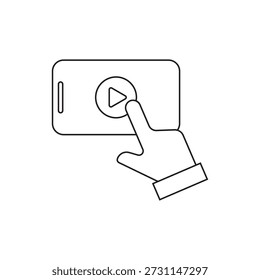 Landscape smartphone with play button multimedia icon