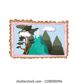 landscape with snow mountain square frame