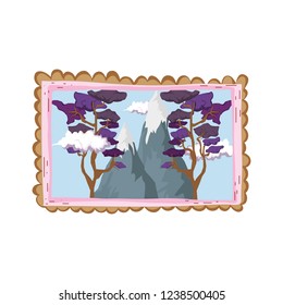 landscape with snow mountain square frame