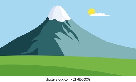 Landscape and snow  capped mountain