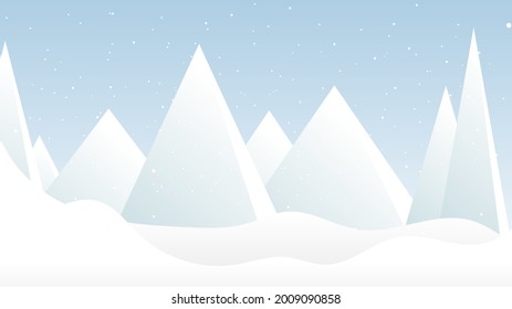 Landscape Snowy background ,Snowdrifts. Snowfall Clear blue sky , wallpaper Winter season and mountains , illustration Vector EPS 10