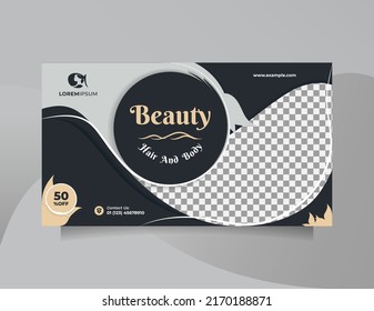Landscape social media banner design for creative and modern beauty skin treatment center promotion. Vector template can be used for promotion of beauty products, fashion, cosmetic, something natural