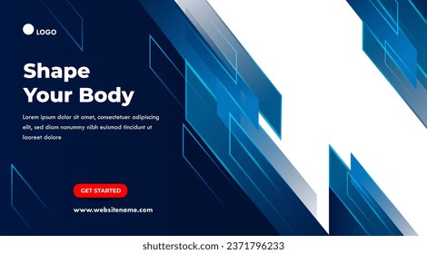 Landscape social media template or banner themed sport. Gradient abstract banner. Template for landing page design or website background.