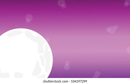 Landscape of space with big moon
