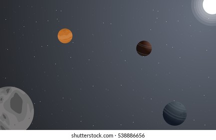 Landscape of space with planet backgrounds