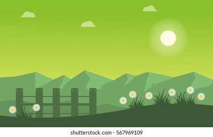 Landscape of spring on green backgrounds vector art
