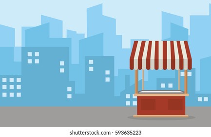 Landscape of street stall vector flat