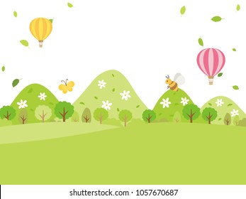 Landscape in the suburbs of the fresh green season vector background.