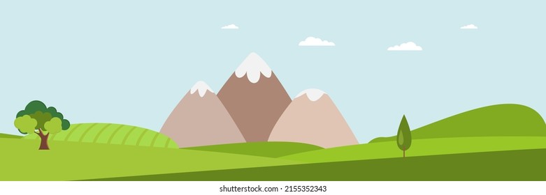 Landscape summer. Summer fields and hills. Vector.