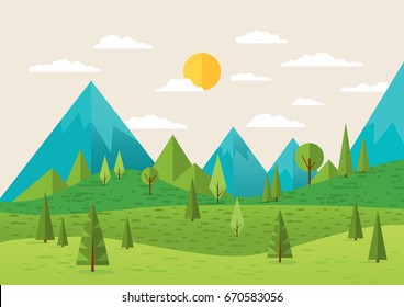 Landscape. Summer landscape. Morning in the mountains. Background nature. 