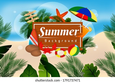 landscape summer time background with element