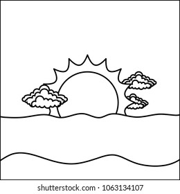 landscape sun and clouds day scene
