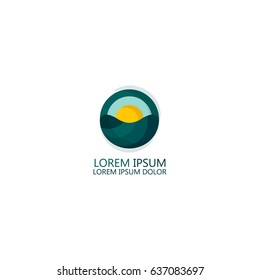 Landscape sun horizon nature vector icon. Concept idea ecology logo