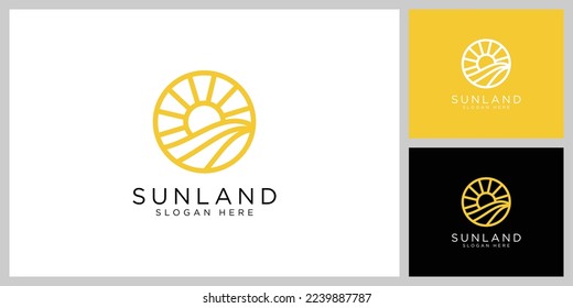 landscape sun logo vector design