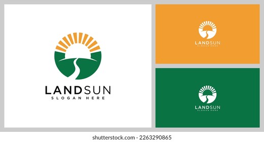 landscape sun logo vector design