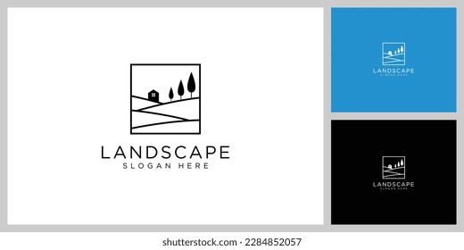 landscape sun logo vector design