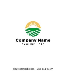 landscape sun logo vector design