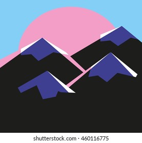 landscape of sun, sky and mountains