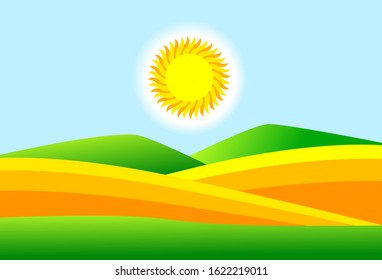  Landscape with sun and wheat field