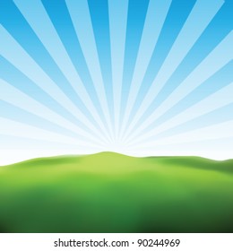 Landscape Sunny Ray Background Vector