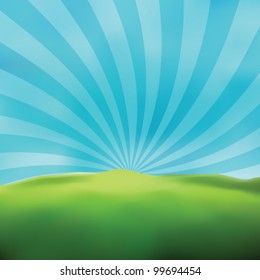 Landscape Sunny Ray Background Vector