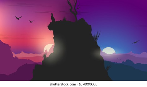 The landscape of the sunrise mountains.