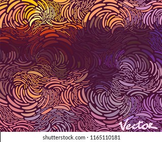 Landscape at sunset abstract background. Seamless vector pattern in the style of impressionist paintings.Eps 10