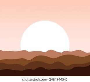 Landscape sunset. Abstract shapes. Vector illustration.