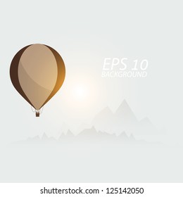 Landscape sunset with Balloons and mountain