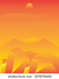 landscape sunset deset gradient nature background vector illustration