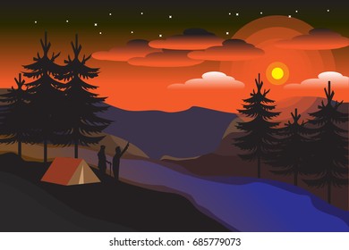 landscape sunset icon color